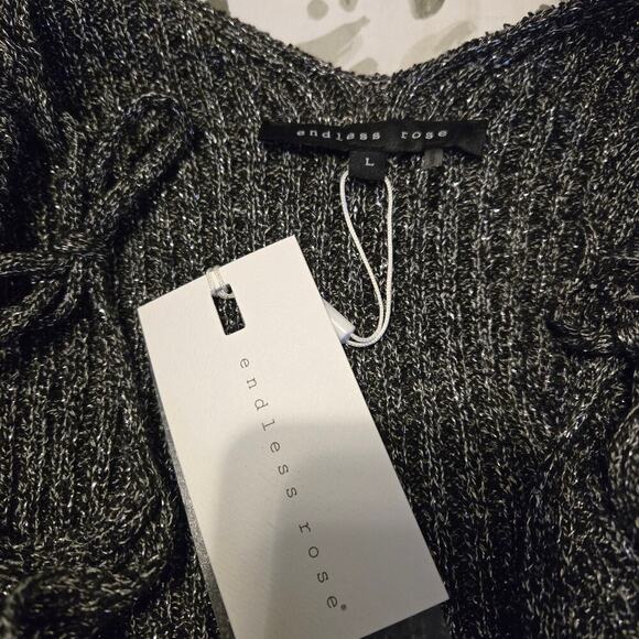 Endless Rose Cold Shoulder black sweater shoulder cut out Sold on Revolve Sz Lg - Picture 7 of 10